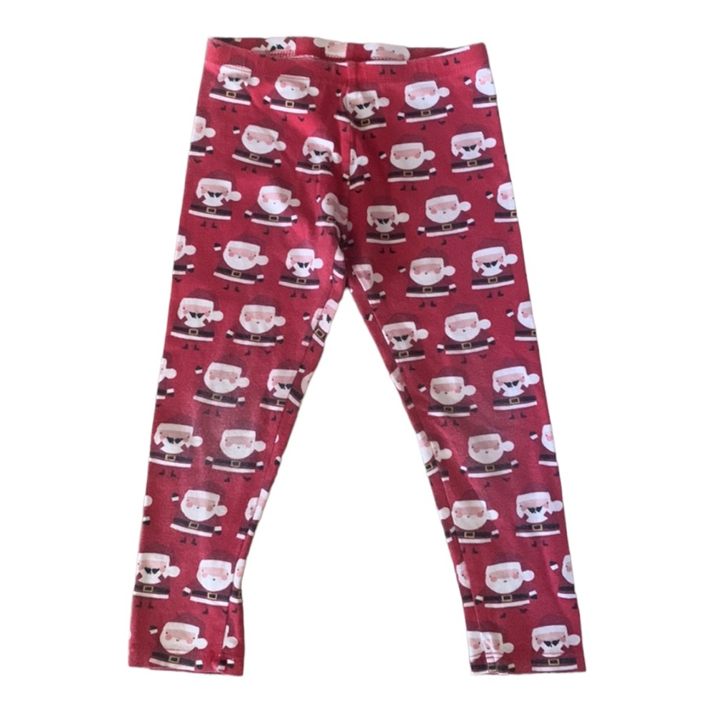 Mini Club 4-5Y red Christmas holiday red Santa 🎅leggings